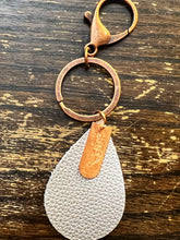 Load image into Gallery viewer, Copper and Leather Orchid Key Chain